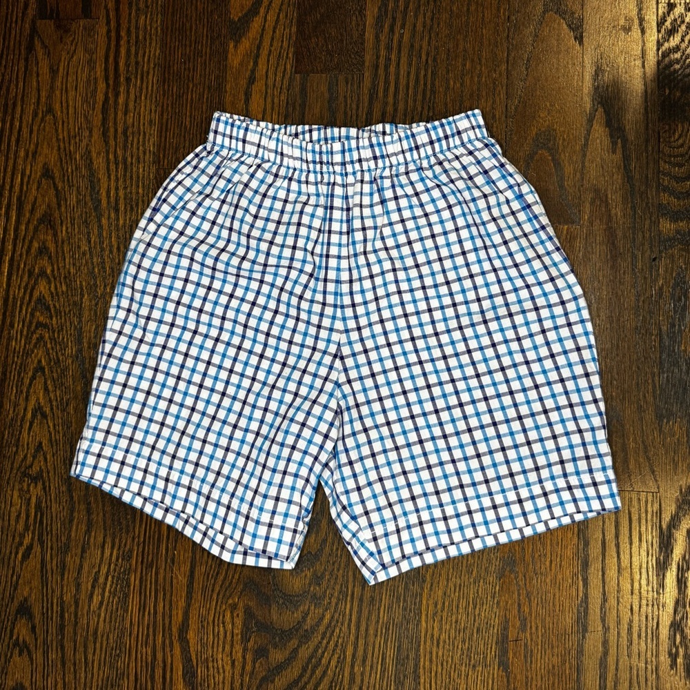 🩳 Bella Bliss Boys Navy, Blue & White Striped Cotton Shorts – Size 5 🌊☀️